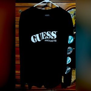 Mens L Black Guess Products Logo Long Sleeve T-Shirt